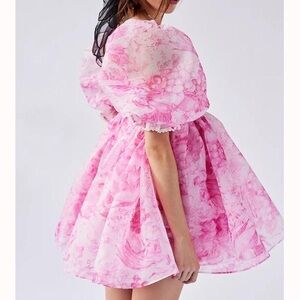 Selkie‎ Lace Puff Dress in Babydoll Toile Pink Size Medium
